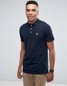 Abercrombie & Fitch Pique Polo Stretch Slim Fit Icon In Navy - Navy