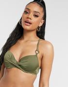 Dorina Kalama Light Padded Bikini Top In Khaki-green