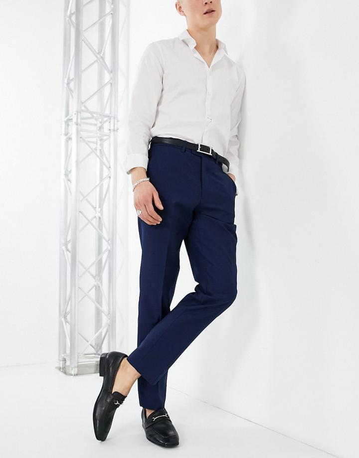French Connection Slim Fit Plain Suit Pants-blues