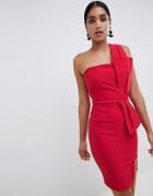 Vesper One Shoulder Structured Mini Dress - Red