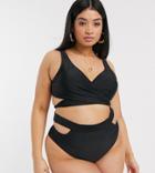 Brave Soul Plus Wrap Around Bikini Top-black
