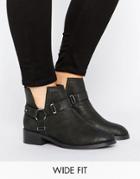 Asos Aintree Wide Fit Leather Ankle Boots - Black