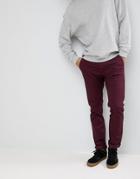 Farah Elm Slim Fit Twill Chino In Burgundy - Red