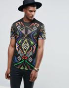 Jaded London T-shirt With All Over Kaleidoscope Print - Black