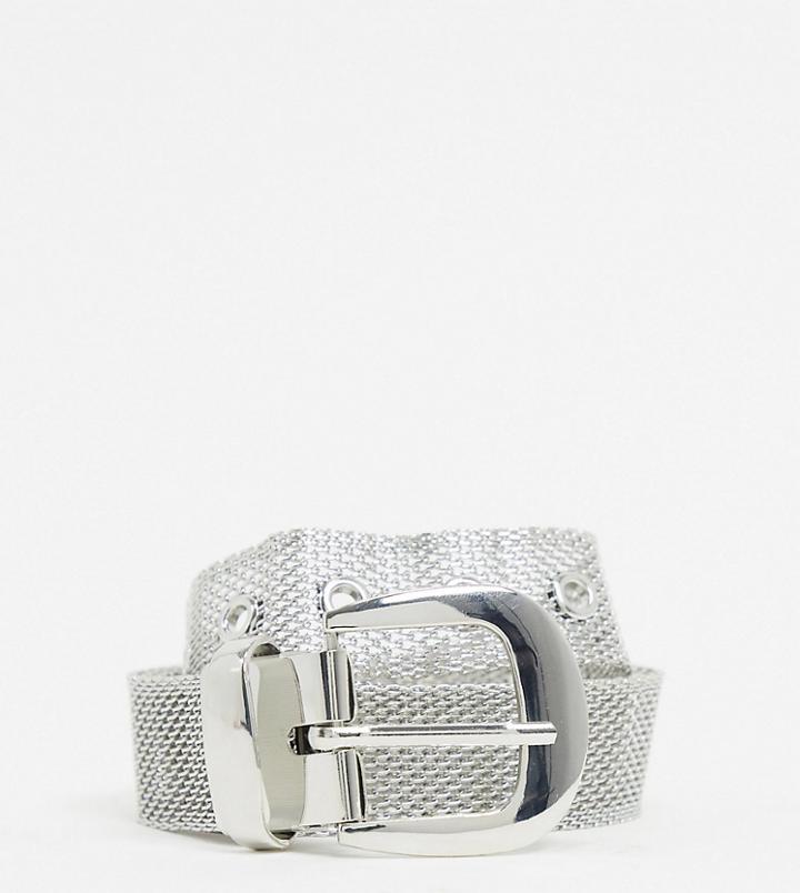 My Accessories London Exclusive Waist And Hip Jeans Belt In Silver Mesh
