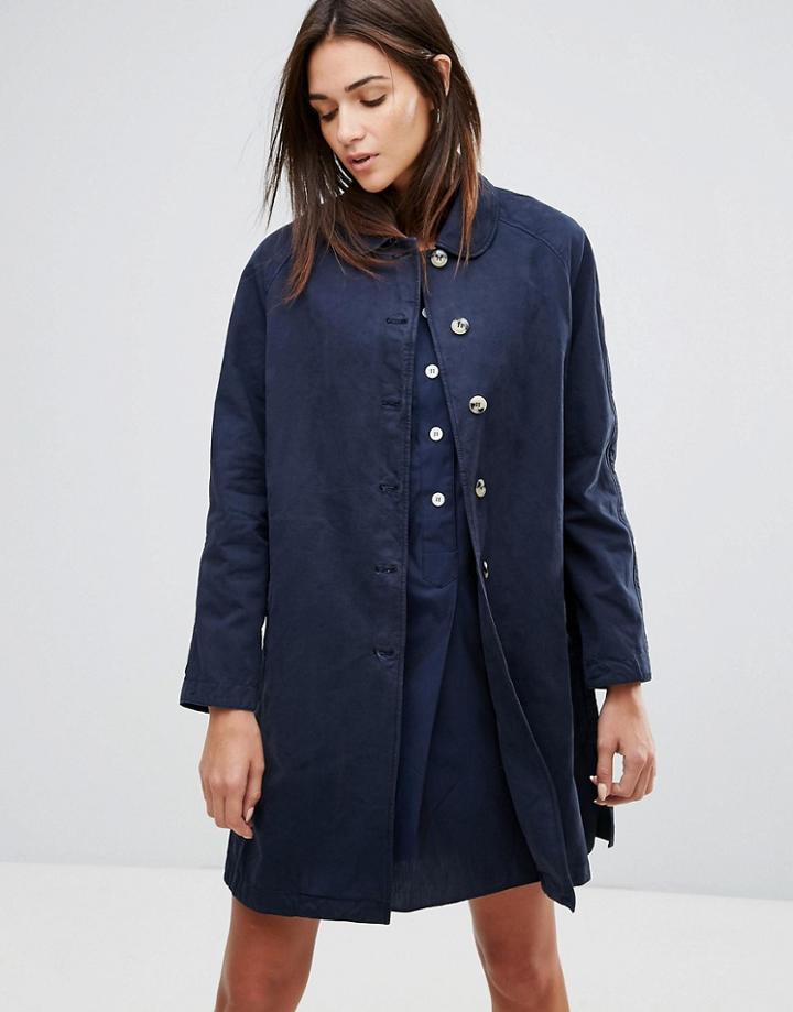 Ymc Round Collar Trench Coat - Navy
