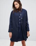 Ymc Round Collar Trench Coat - Navy