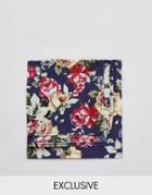Reclaimed Vintage Inspired Pocket Square In Floral Print - Blue