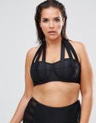 Monif C Black Strappy Bikini Top - Black