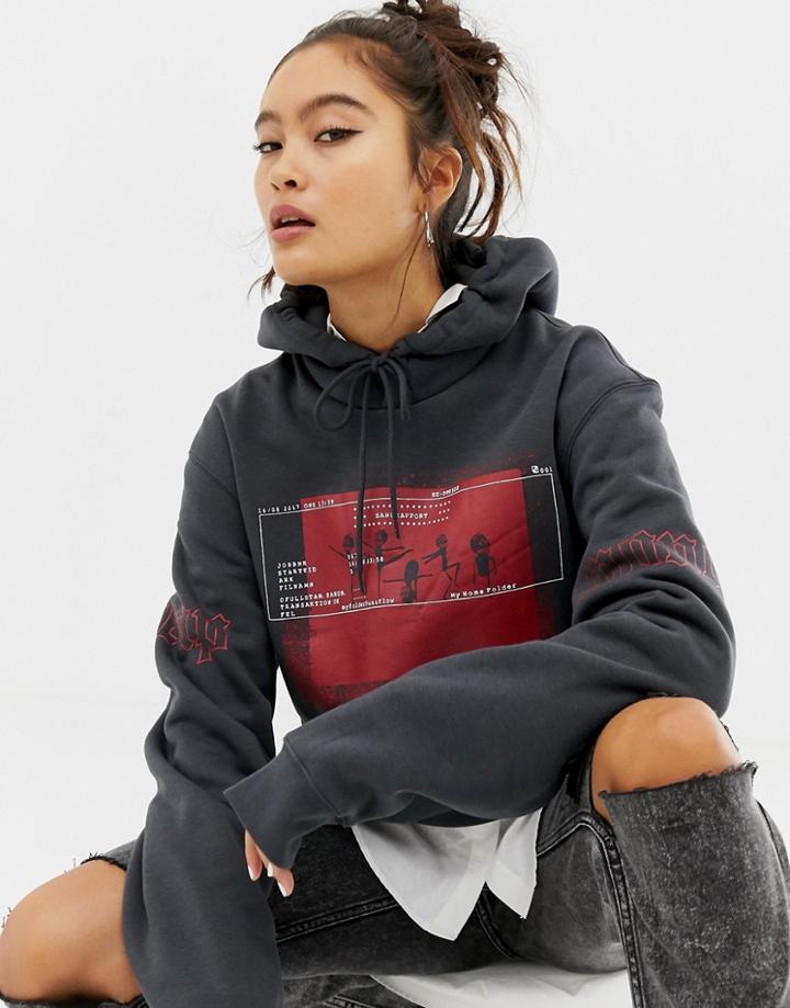 Cheap Monday Skull Band Hoodie With Organic Cotton - Black