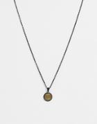 Seven London Coin Pendant Necklace In Bronze - Black