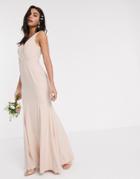 Asos Design Bridesmaid Button Back Maxi Dress With Pleated Bodice Detail-pink