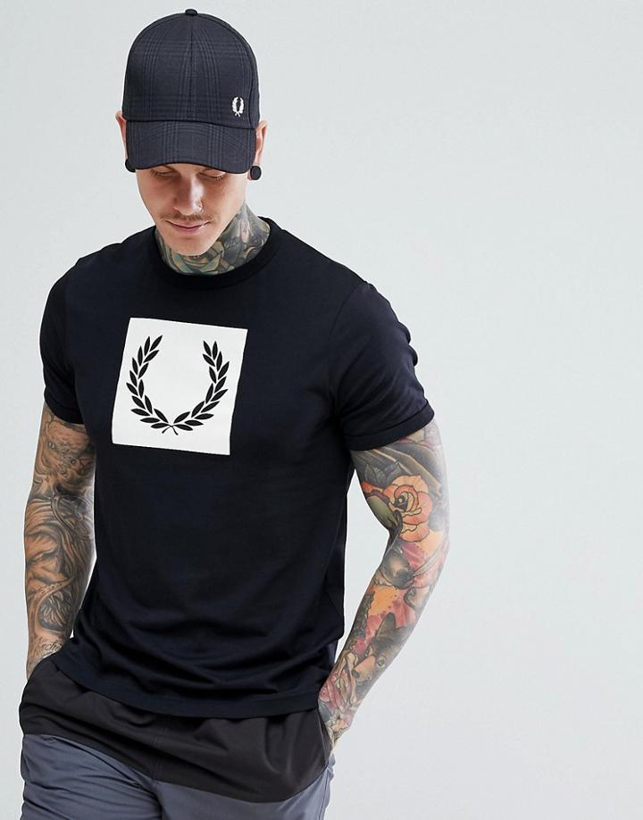 Fred Perry Printed Laurel Wreath T-shirt In Black - Black