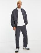 Asos Design Oversized Jersey Jacket With Pockets In Washed Black - Part Of A Set