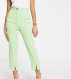 River Island Petite Split Front Pants In Bright Green - Part Of A Set