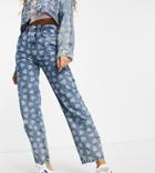 Reclaimed Vintage Inspired 90's Baggy Jean In Heart Print-blue