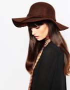 Liquorish Wool 70s Floppy Hat - Brown