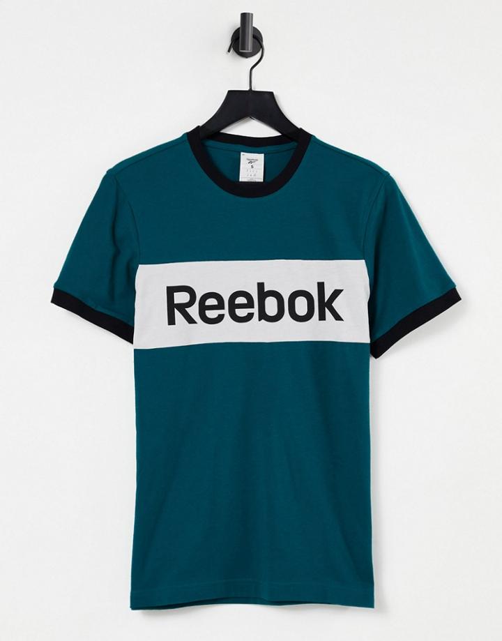 Reebok Te Ll Blocked Short Sleeve T-shirt In Green