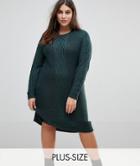 Junarose Cable Knit Sweater Dress - Green