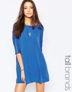 Noisy May Tall Longline Tunic Top With Zip Detail Sleeve - Blue
