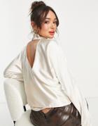 Pretty Lavish High Neck Backless Blouse In Oyster-white