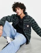 Carhartt Wip Prentis Sherpa Fleece In Green Tiger Print