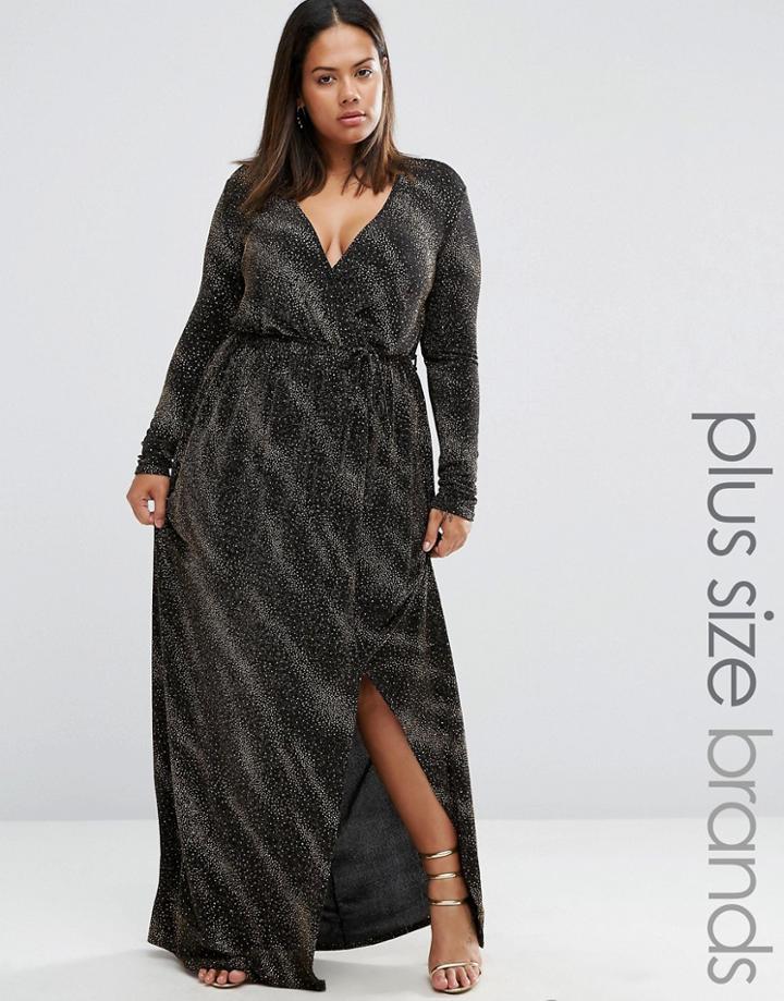 Club L Plus Maxi Dress In Galaxy Glitter Fabric - Black