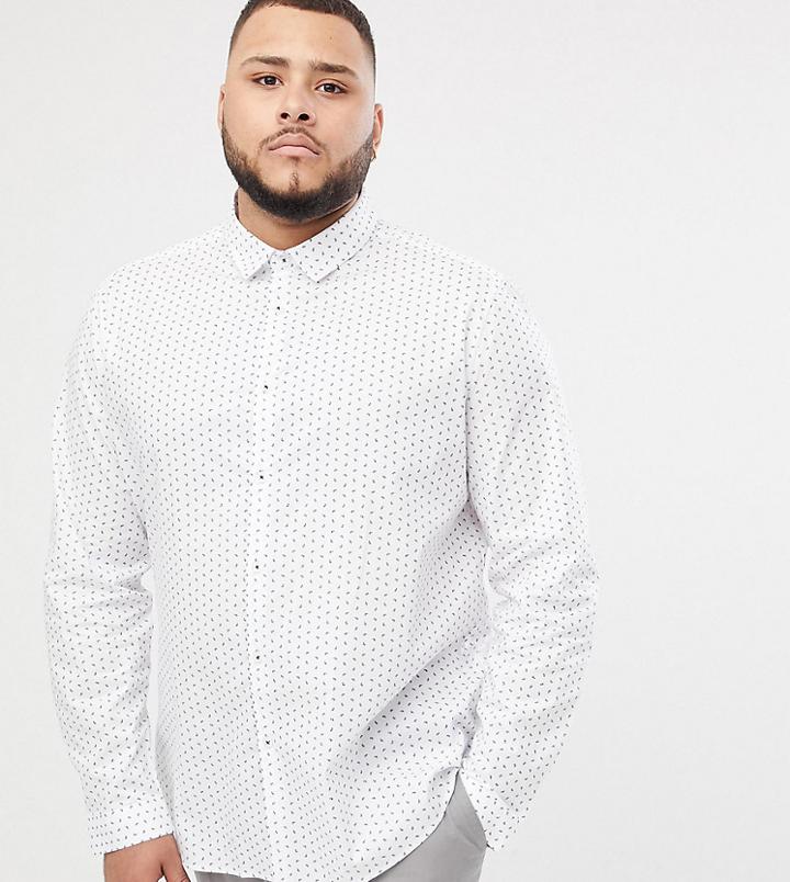 Asos Design Plus Smart Slim Disty Shirt - White