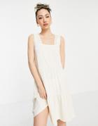 Vero Moda Tiered Lace Trim Mini Dress In Cream-white