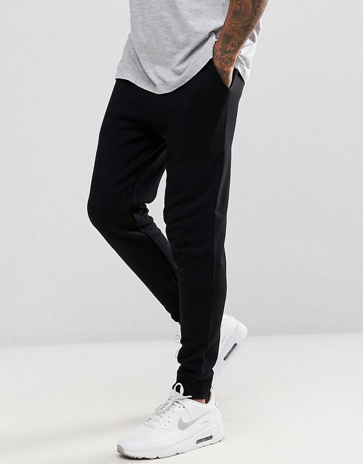 Asos Skinny Jogger With Geo-tribal Drawcord - Black