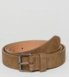 Asos Plus Slim Belt In Brown Pu With Vintage Finish And Buckle - Brown