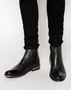 Asos Chelsea Boots In Black Leather - Black