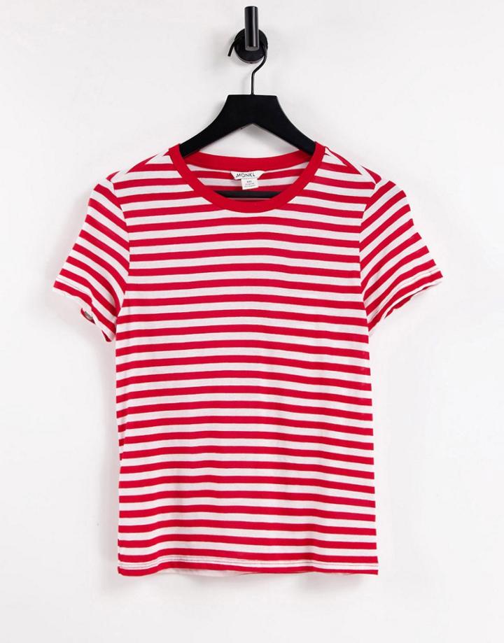 Monki Simba Organic Cotton Stripe T-shirt In Red And White