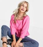 Y.a.s Petite Organic Cotton Square Neck Pephem Top In Bright Pink