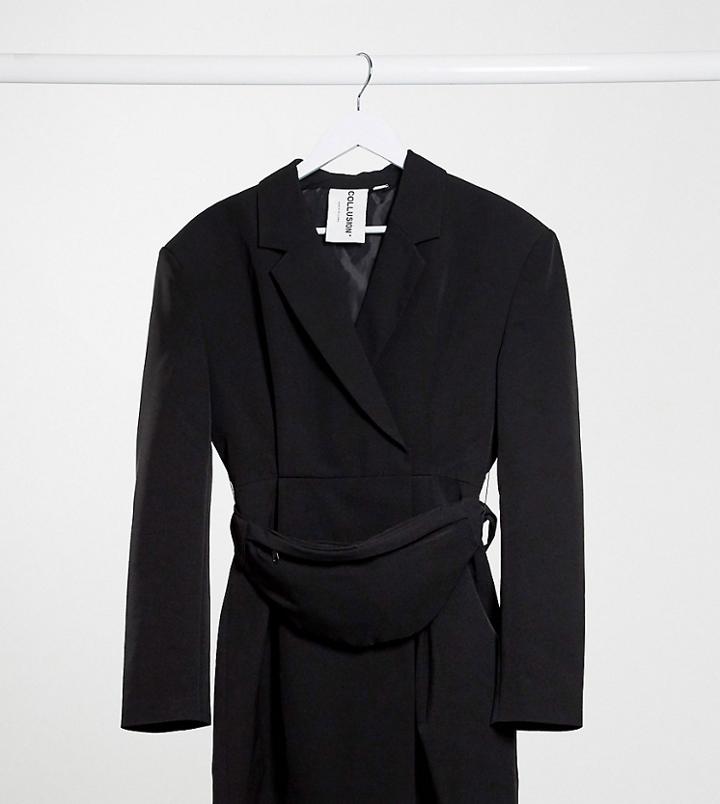 Collusion Blazer Dress With Fanny Pack-black