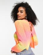 Asos Design Sweater In Space Dye With Tie Back Detail-orange