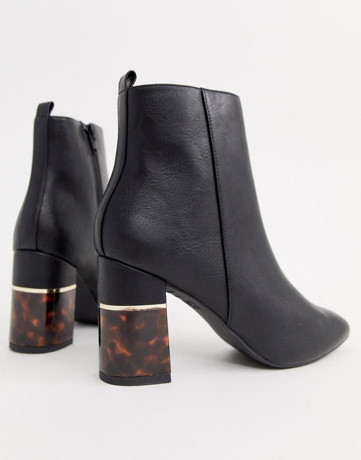 New Look Tortoiseshell Block Heeled Boot In Black - Black