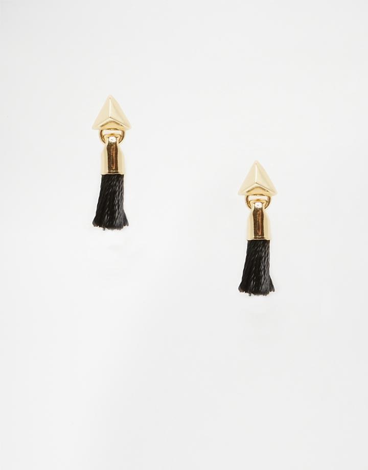 Asos Mini Tassel Triangle Earrings - Black