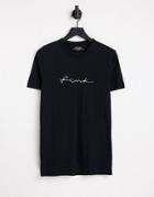 French Connection Fcuk Script Logo Short Sleeve T-shirt In Black