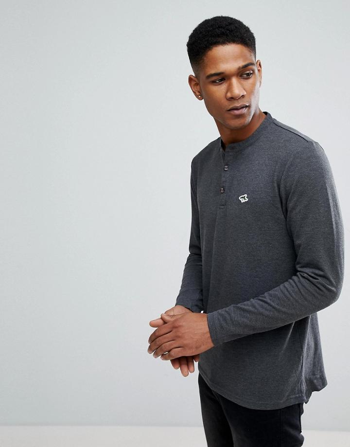 Le Shark Pique Marl Long Sleeve Henley - Gray