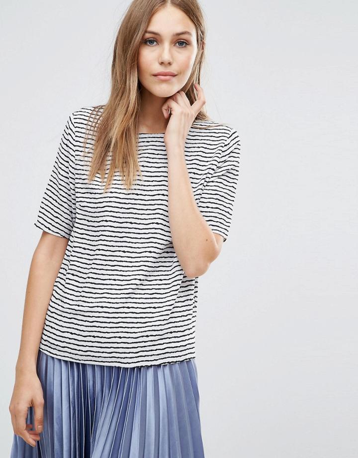 Poppy Lux Silvia Stripe Top - White