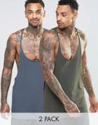 Asos Tank With Raw Edge Extreme Racer Back 2 Pack Save 13%