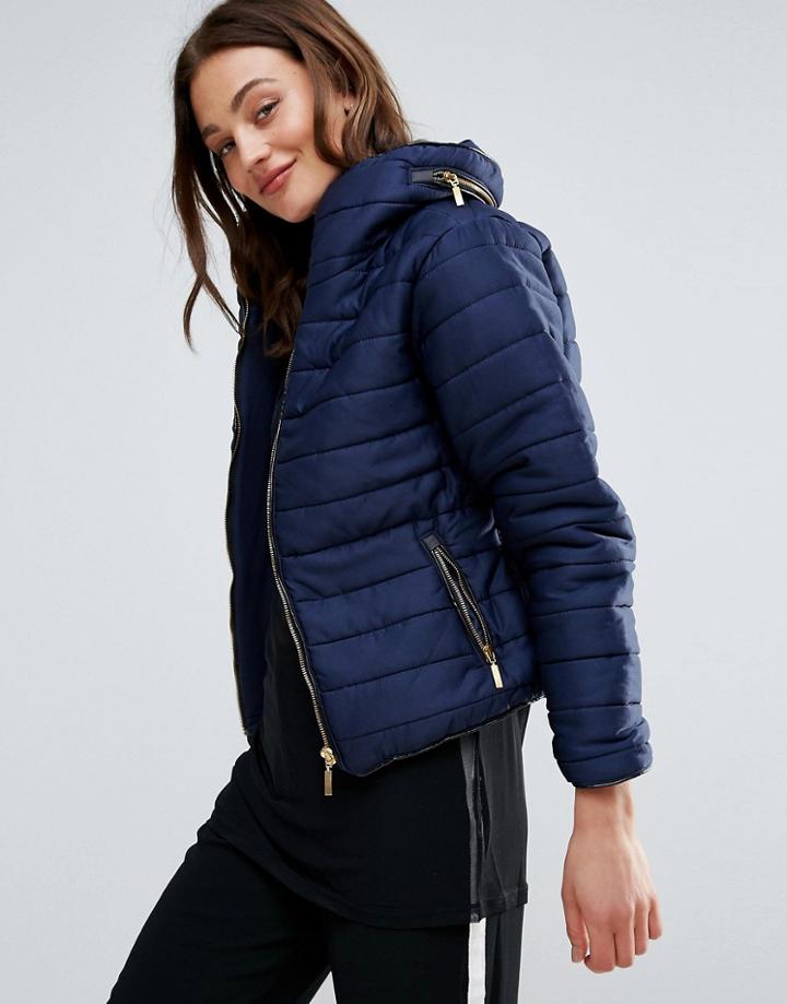 Daisy Street Padded Jacket - Navy