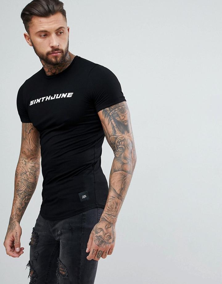 Sixth June Logo T-shirt In Black - Black