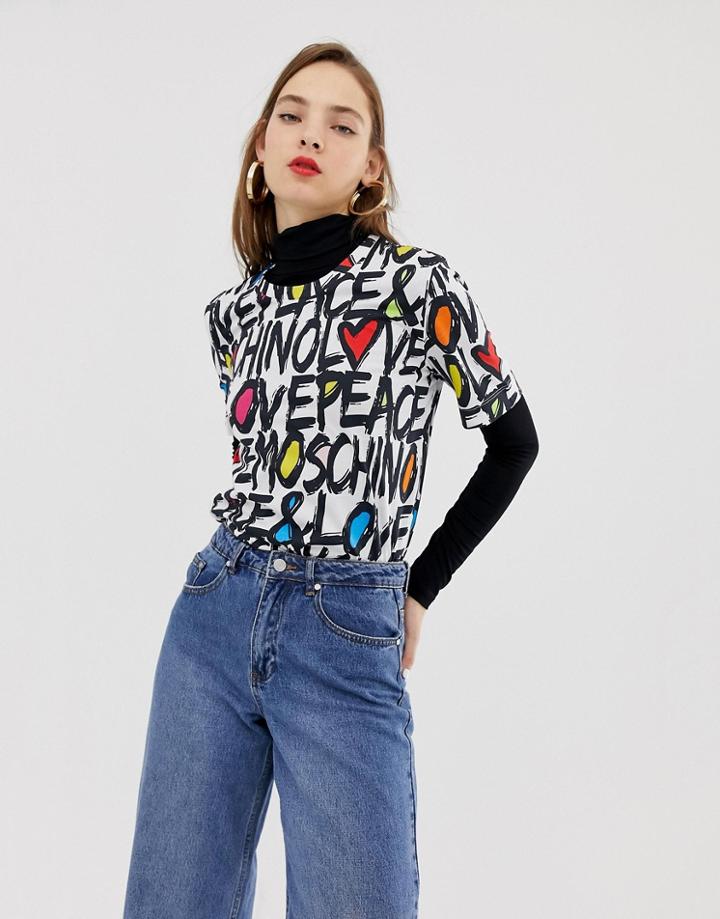 Love Moschino Graffiti Logo T-shirt - White