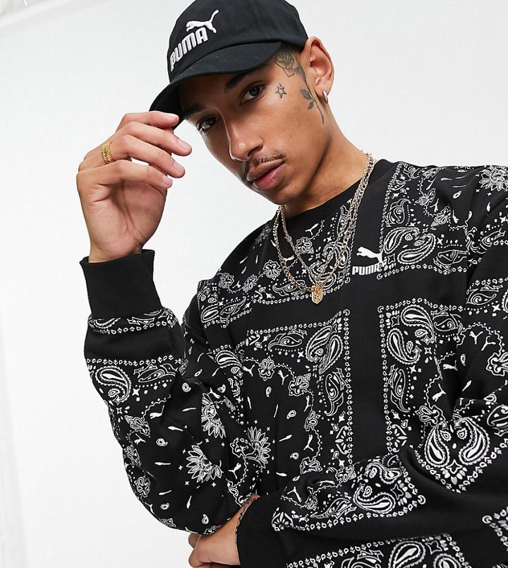 Puma Off Beat Paisley Sweatshirt In Black