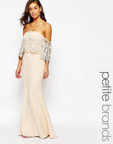 Jarlo Petite Off Shoulder Lace Dress - Pink