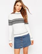 Asos Sweater In Structured Knit With Fair Isle - Mono