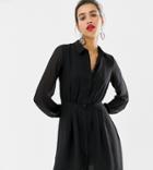 Warehouse Shirt Dress With Pin Tuck Detail In Black - Black