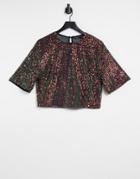 Miss Selfridge Floral Print Long Sleeve Mini Smock Dress In Black-blue